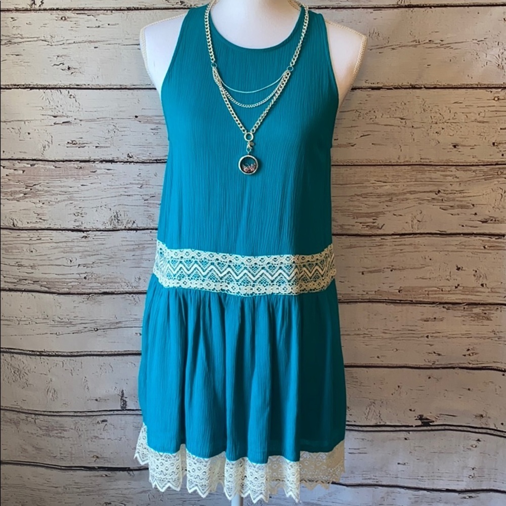 UMGEE Teal Small lace waist dress